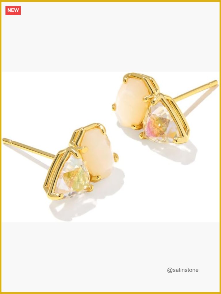 Gold Plated Brass Stud Earrings Toi-Et-Moi Style
